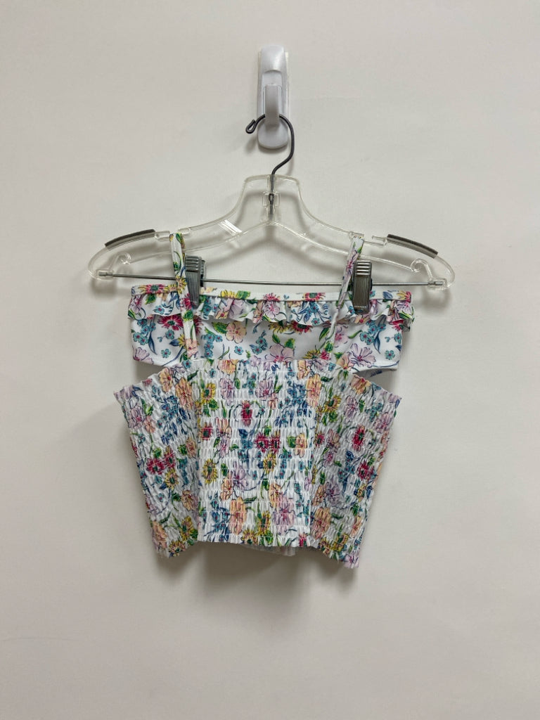 NWT Crown &amp; Ivy SIZE 7 White Multi Color Smocking Girl&