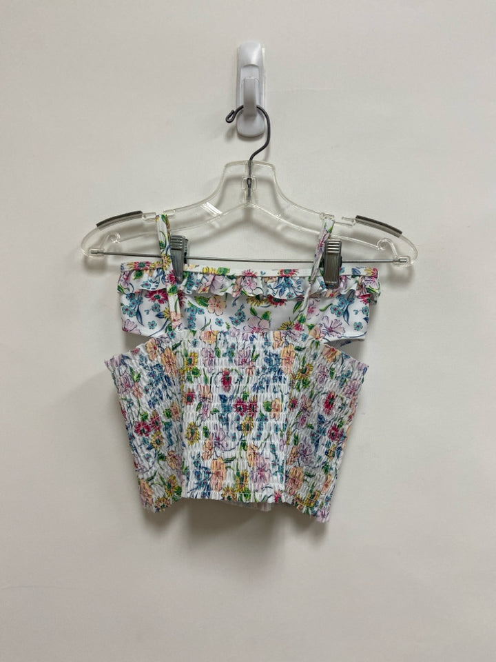 NWT Crown &amp; Ivy SIZE 7 White Multi Color Smocking Girl&