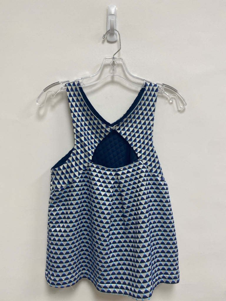HD in Paris Size 2 White Purple/Blue Geometric Sleeveless Ladies Top