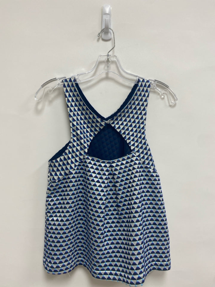 HD in Paris Size 2 White Purple/Blue Geometric Sleeveless Ladies Top