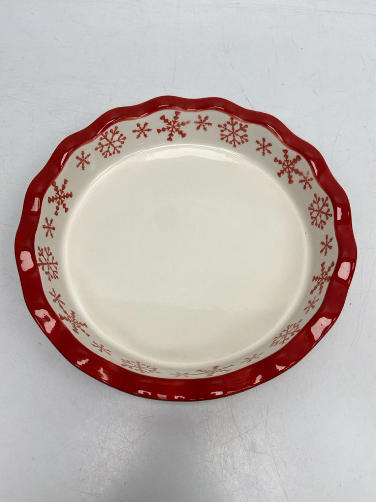 Cream Red Snowflakes Christmas
