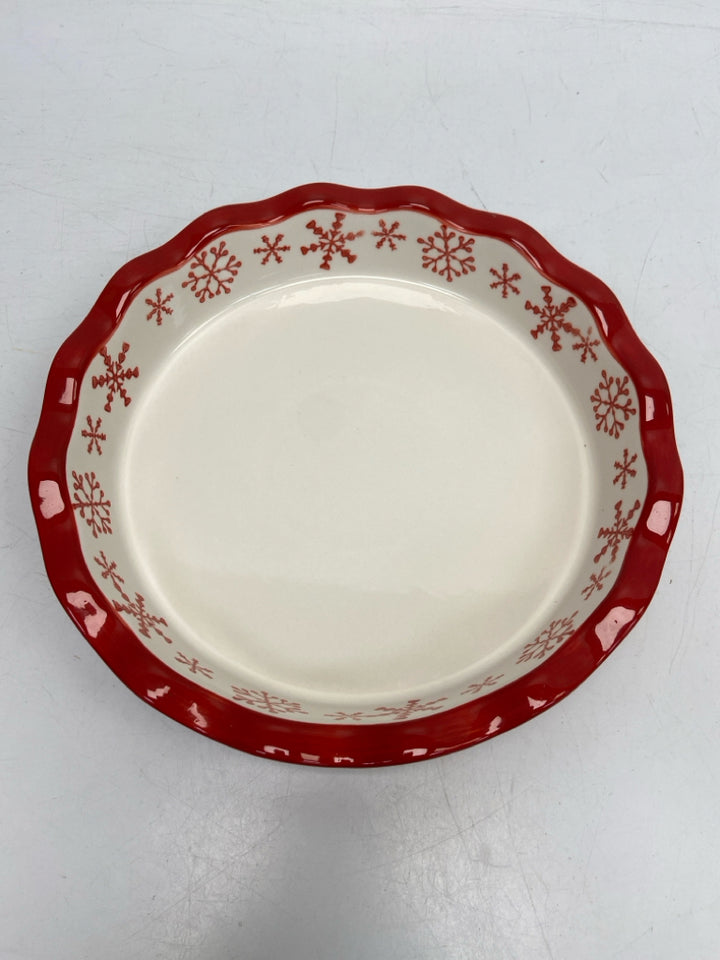 Cream Red Snowflakes Christmas