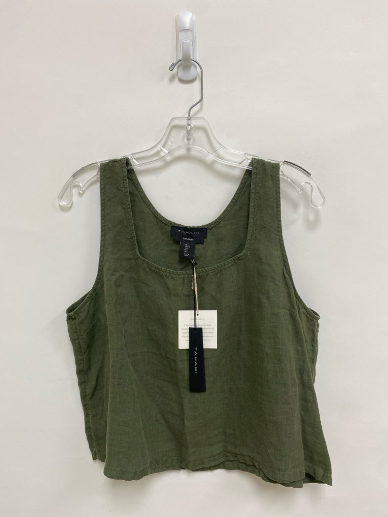 NWT Tahari Size L Dark Green Tank Linen Ladies Top