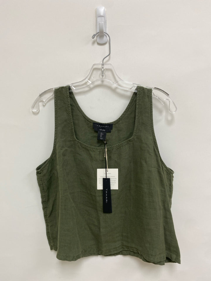 NWT Tahari Size L Dark Green Tank Linen Ladies Top