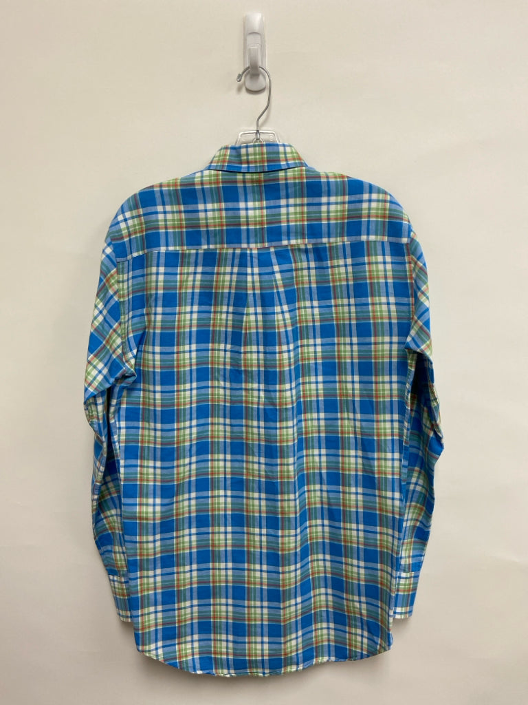Peter Millar Size S Blue Green/White Plaid Button Up Men&