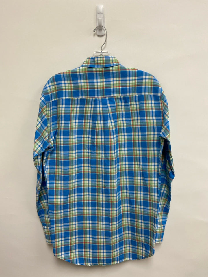 Peter Millar Size S Blue Green/White Plaid Button Up Men&