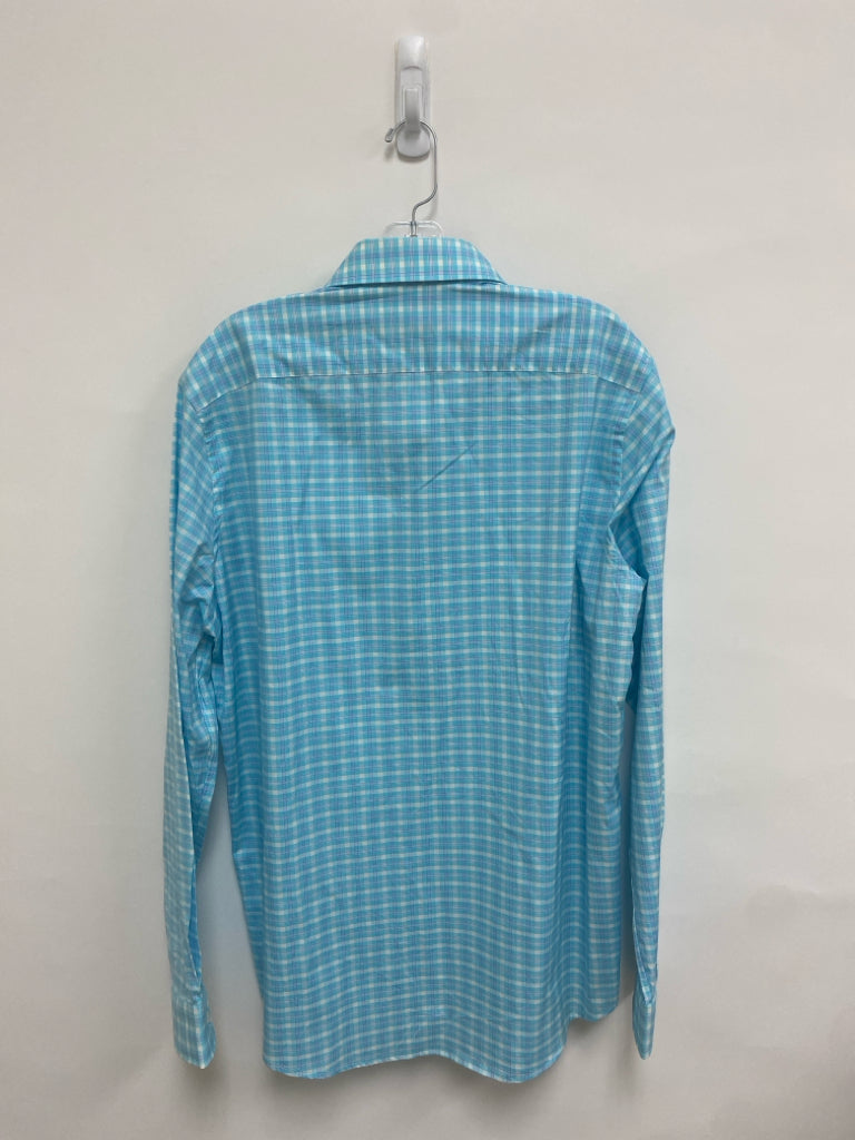 NWT Vineyard Vines Size L Aqua White Checkered Button Up Men&