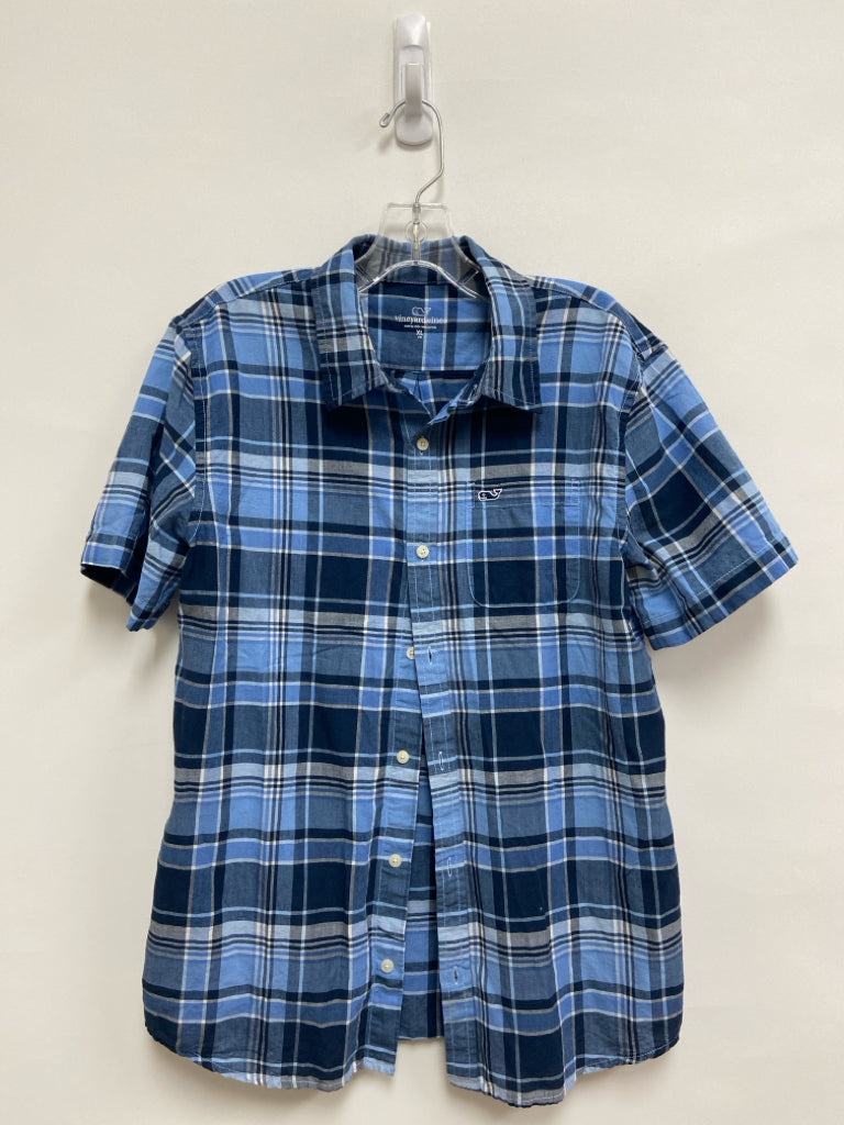 Vineyard Vines SIZE 16 Blue Checkered Button Up Boy&