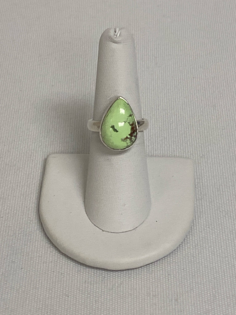 Silver Mint Green Stones Ring