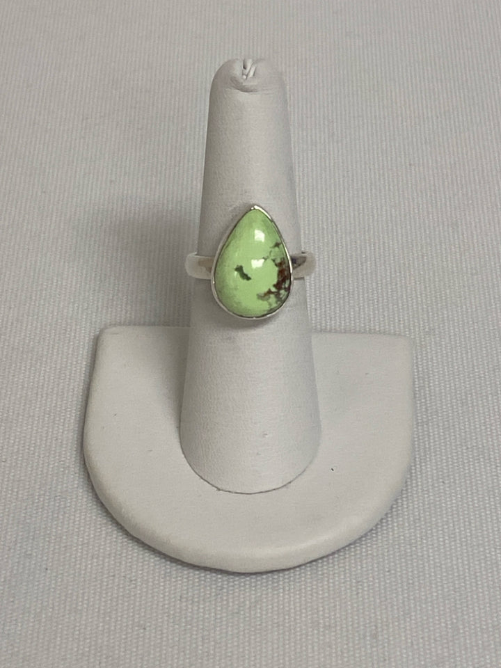 Silver Mint Green Stones Ring