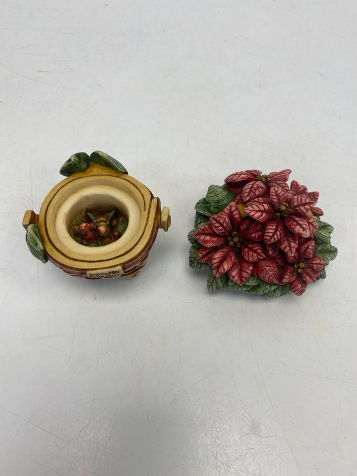 Longaberger Harmony Kingdom Poinsettia Basket Mini Trinket  Box