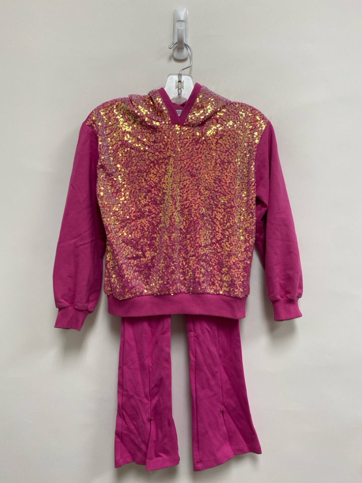 SIZE 6X Pink Purple/Gold Sequined Hooded Girl&
