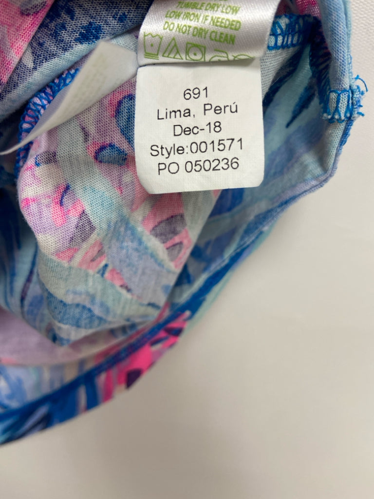 LILLY PULITZER SIZE 8/10 Navy/Aqua Lavender/Pink Bell Sleeves Girl&
