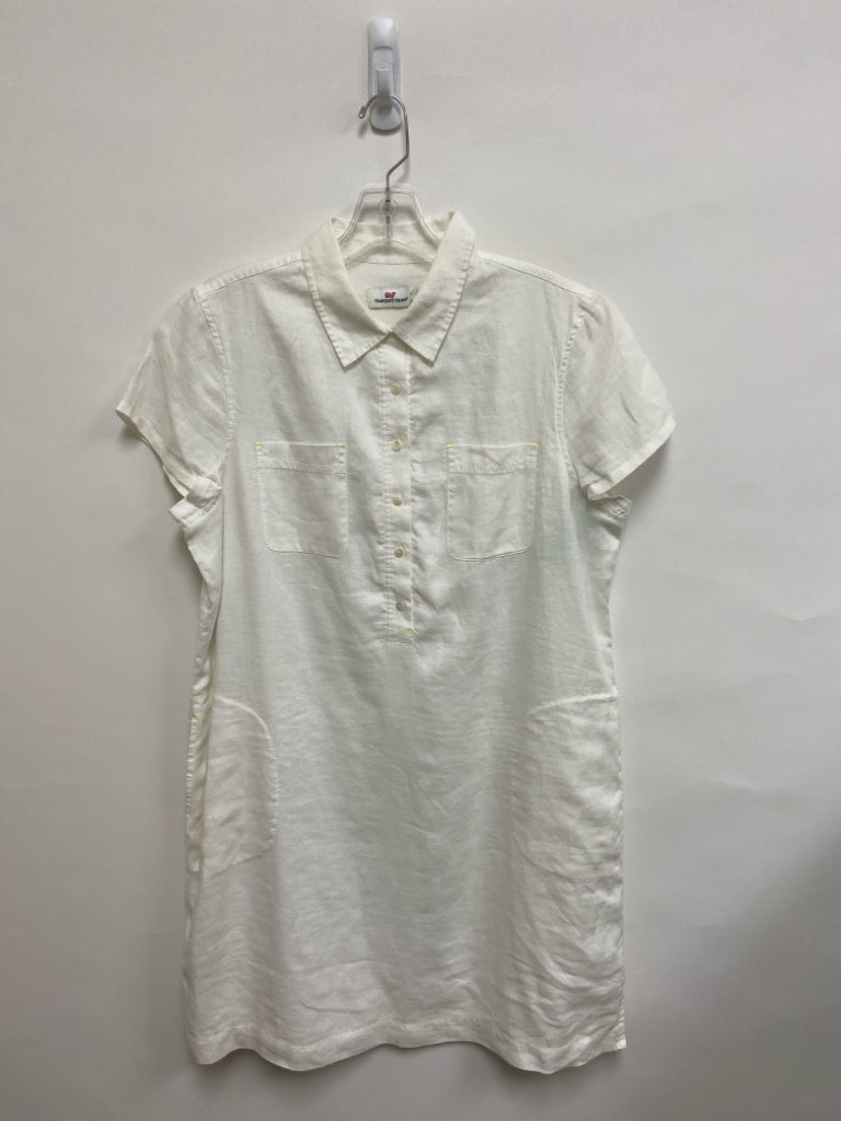 Vineyard Vines Size 14 White Quarter Button Linen Ladies Dress