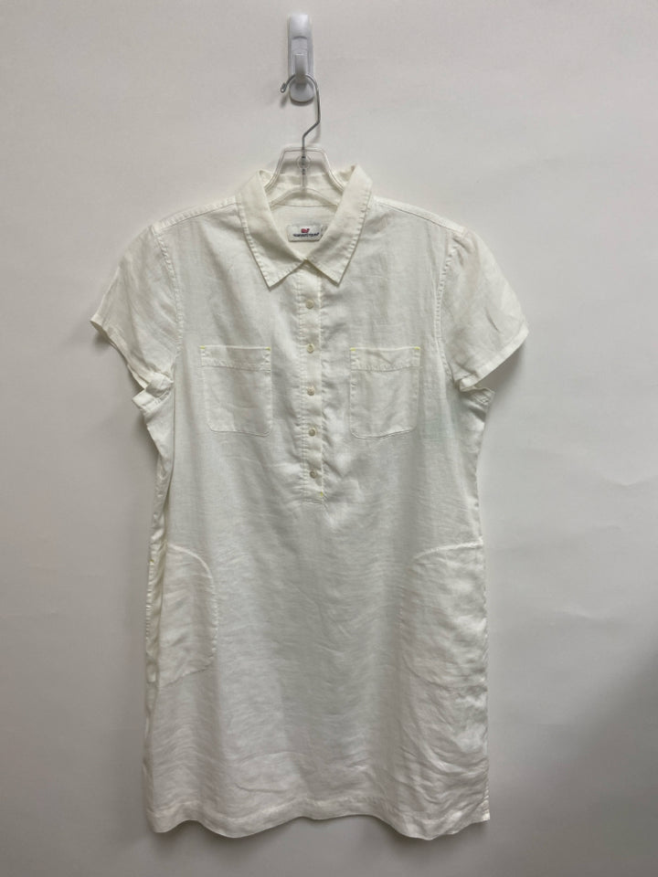 Vineyard Vines Size 14 White Quarter Button Linen Ladies Dress