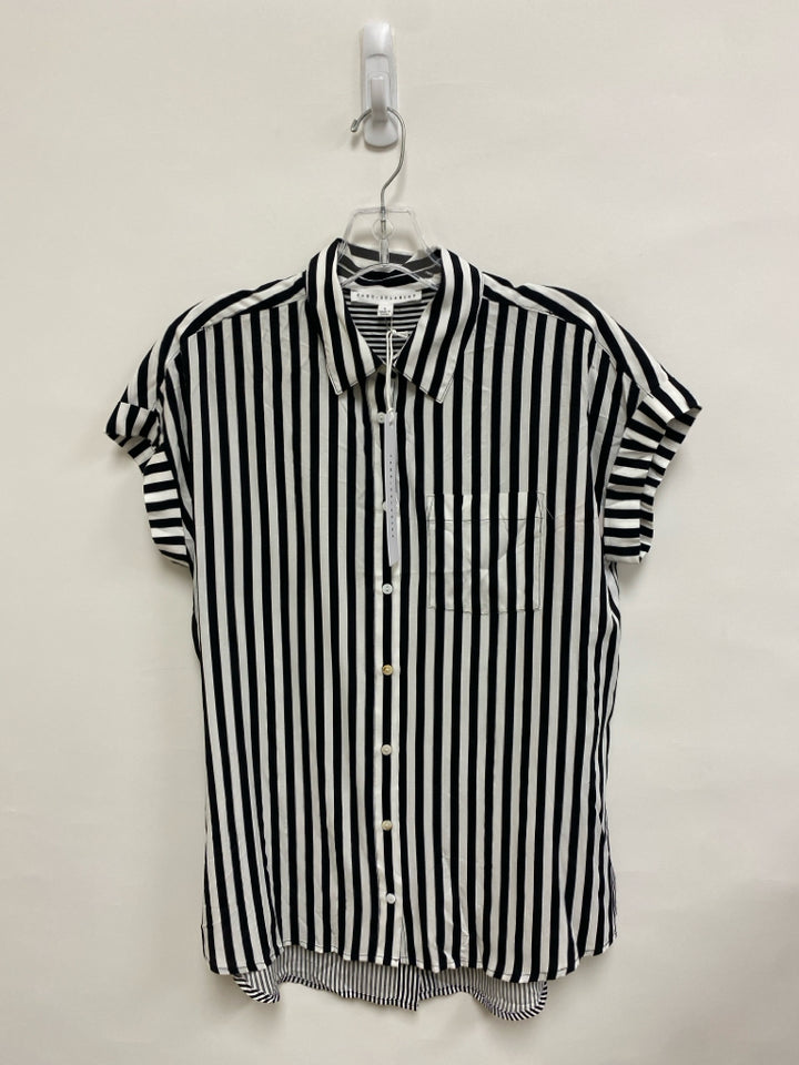 NWT Jane and Delancey Size S White/Black Stripes Button Up Ladies Top