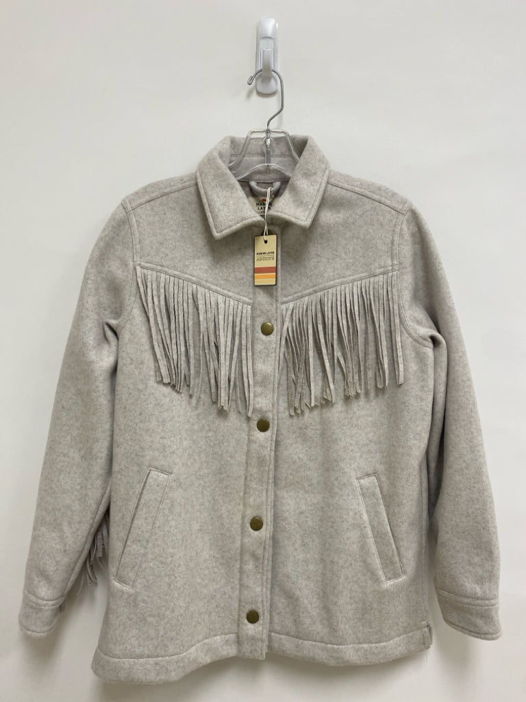 NWT Marine Layer Size XS Beige Heather Tassels Button Up Ladies Jacket