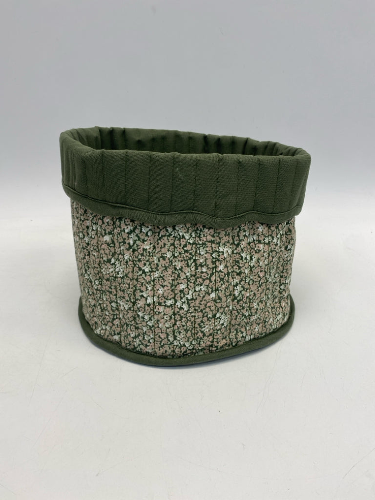 Green Floral Fabric Basket