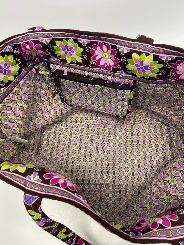 Vera Bradley Dark Brown Pink/Multi Flower(s) Tote Bag