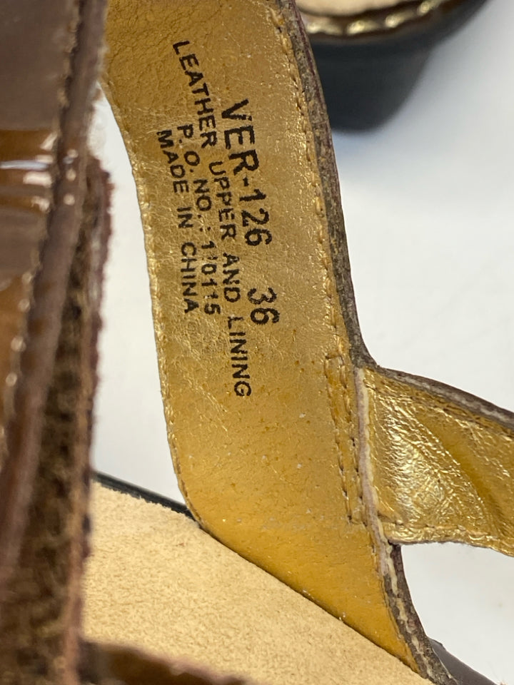 Alegria  Size 36 Brown Gold Sandals