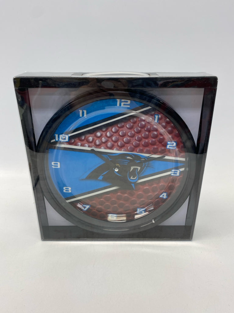 NEW/BOX Black Blue/Brown Carolina Panthers Clock