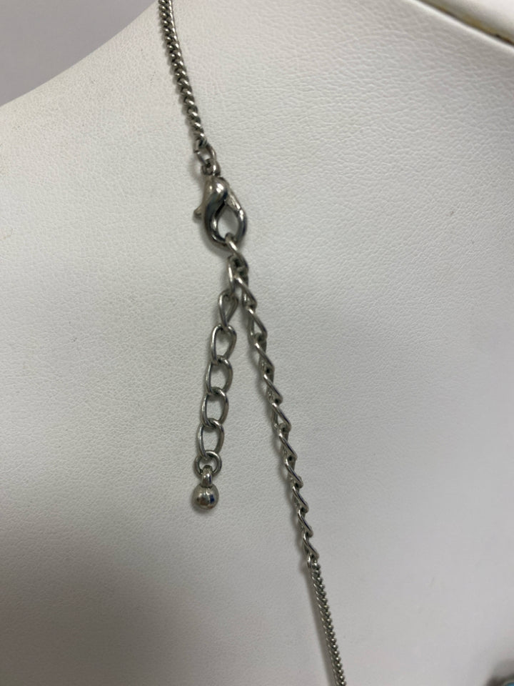 Silver Color Blue/Orange Necklace