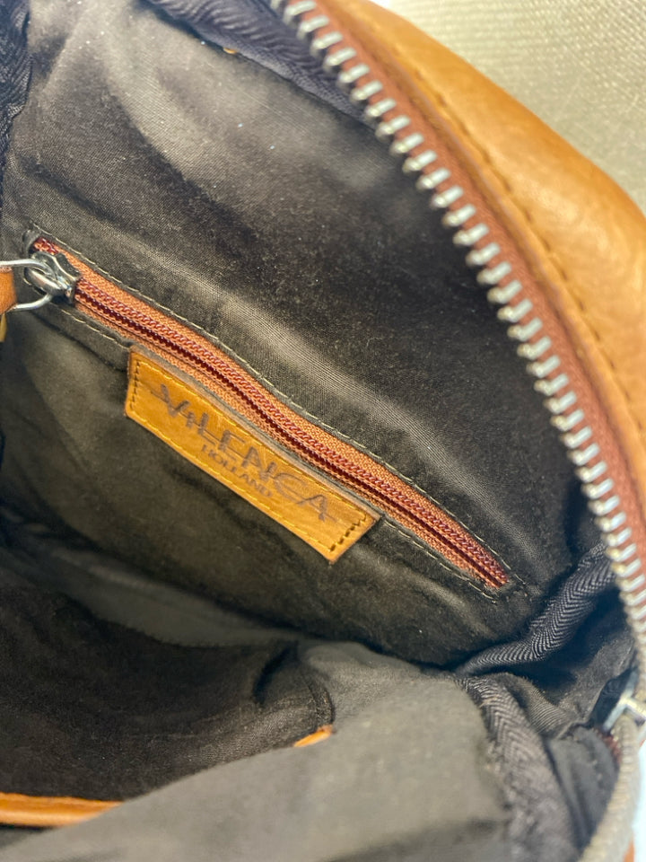 Brown Woven Leather Crossbody