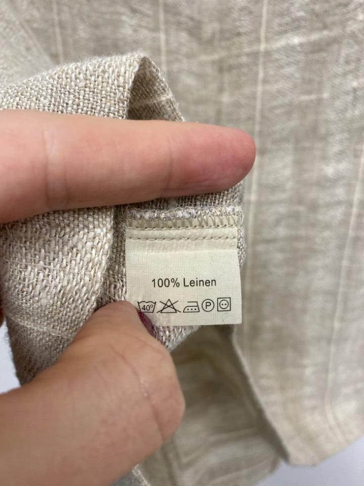 Grizas Size XL Tan White Sleeveless Linen Ladies Top