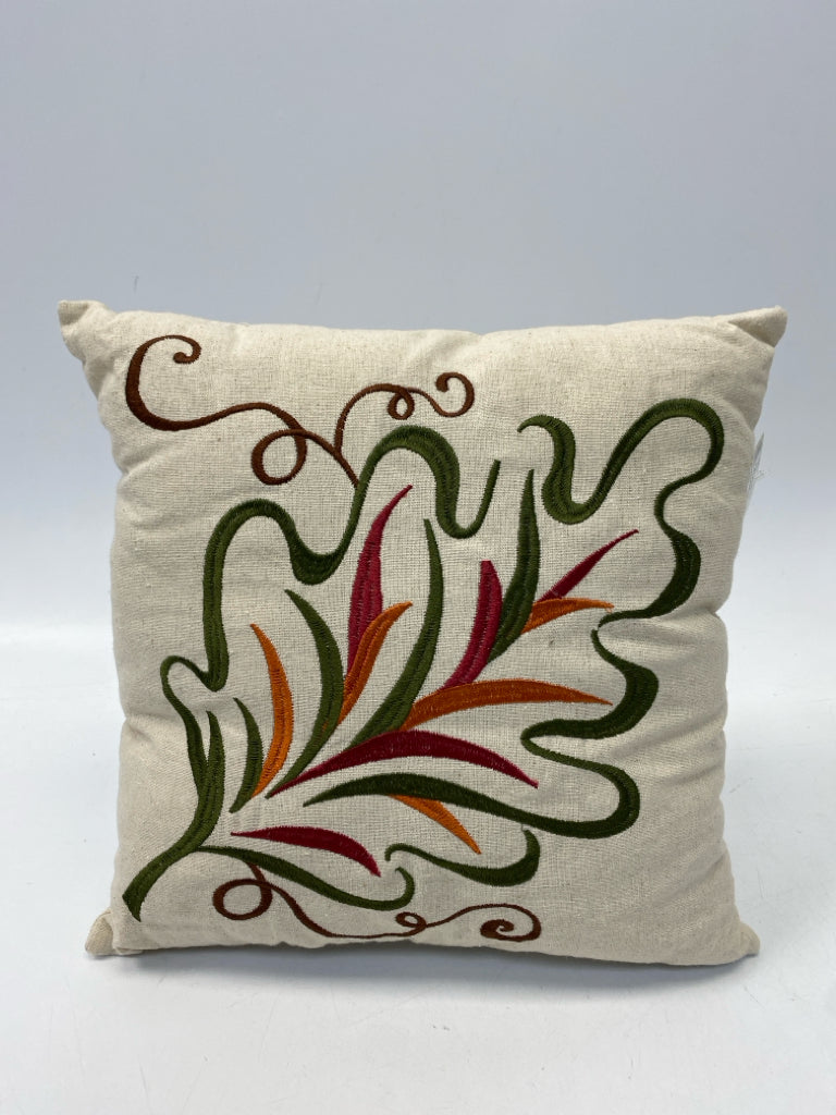 Natural Green/Multi Leaves Pillow