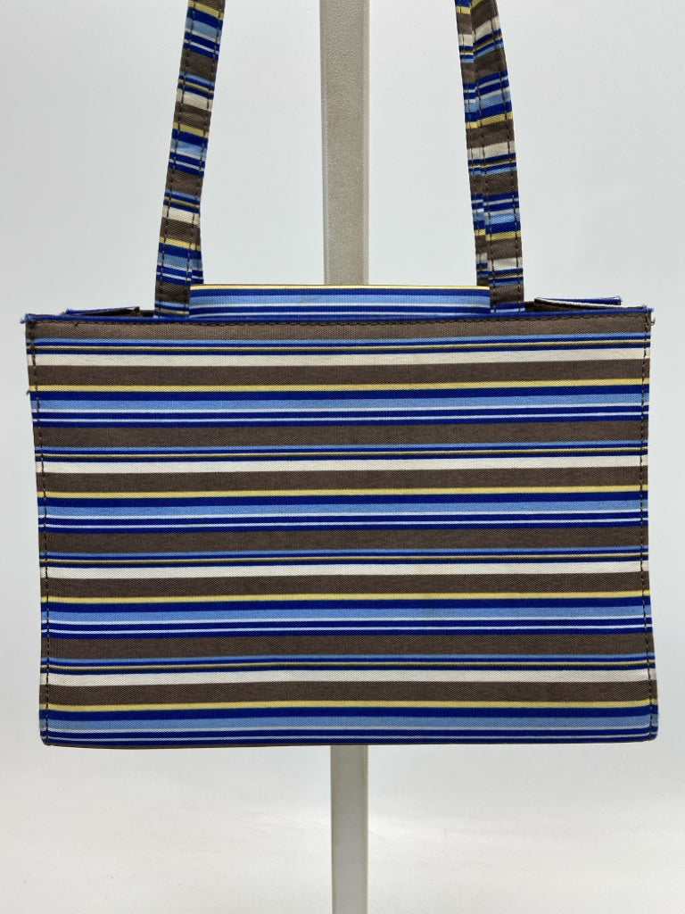 Kate Spade Brown Blue/Wht Stripe(s) Fabric Handbag