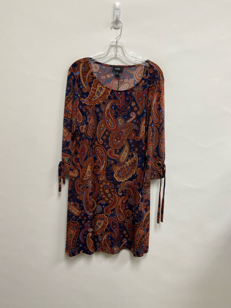 NWT MSK Size XL Navy Rust Paisley Ladies Dress