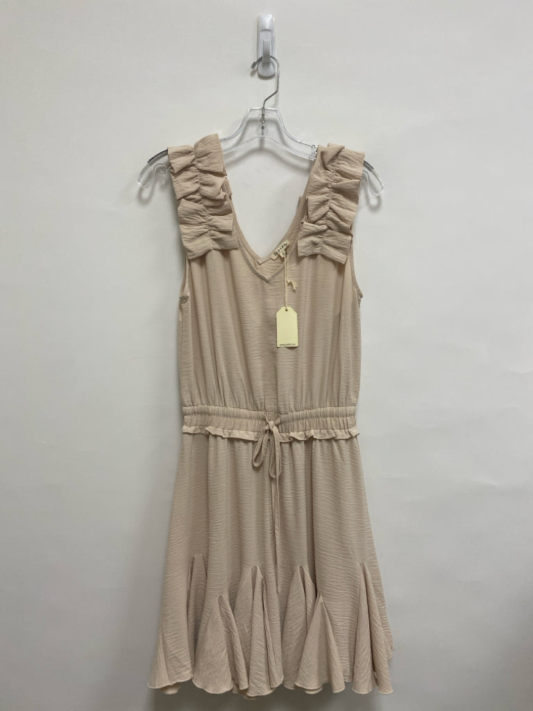 NWT Jodifl Size S Beige Ruffles Sleeveless Ladies Dress