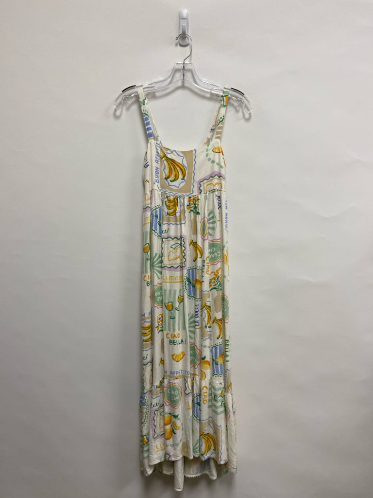 Size S White Yellow/Blue Fruit Sleeveless Ladies Dress