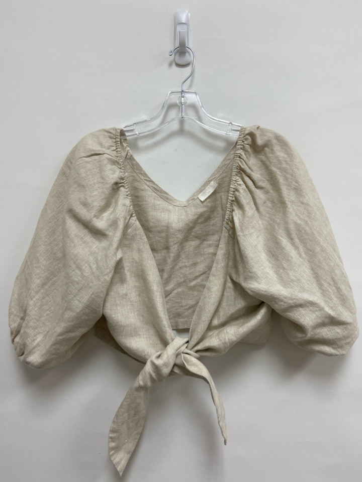 Size M Beige Cropped Linen Ladies Top