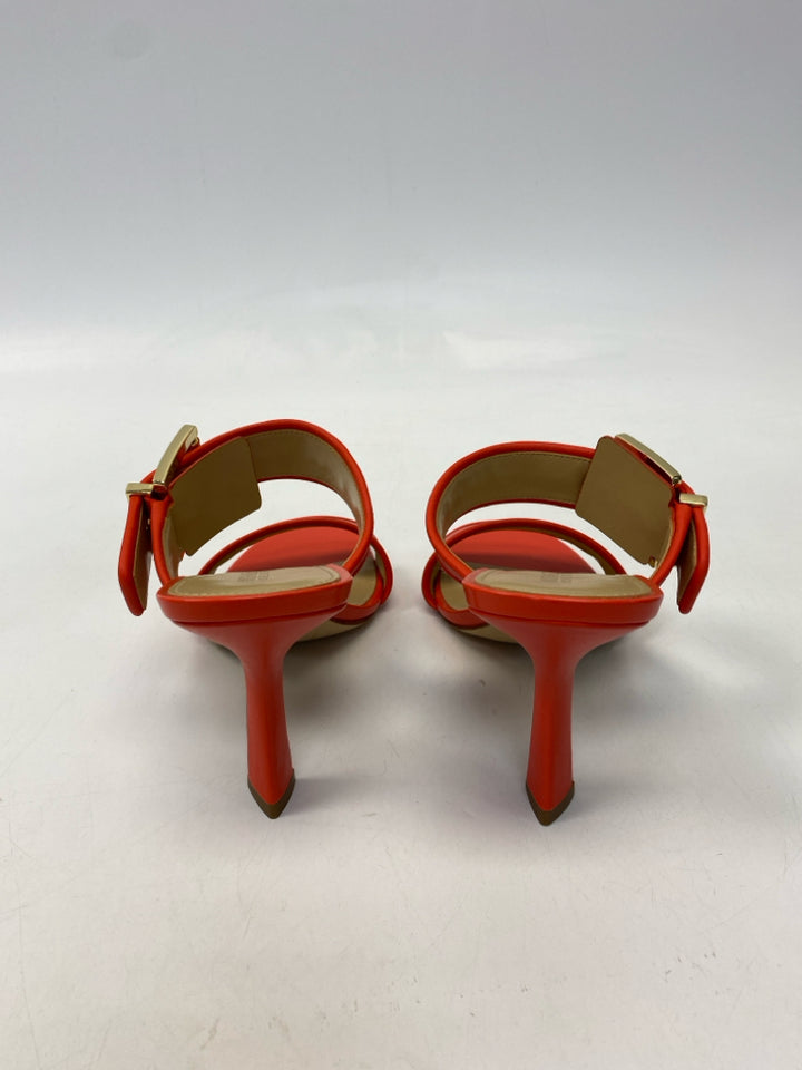 NWOT Michael Kors  Size 7 Dark Coral Gold Buckle(s) Sandals