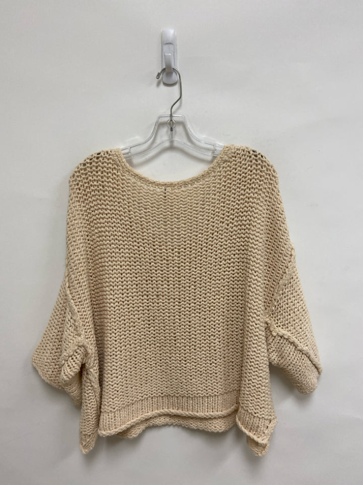 Free People Size XS Cream 3/4 Sleeve Crochet Ladies Sweater