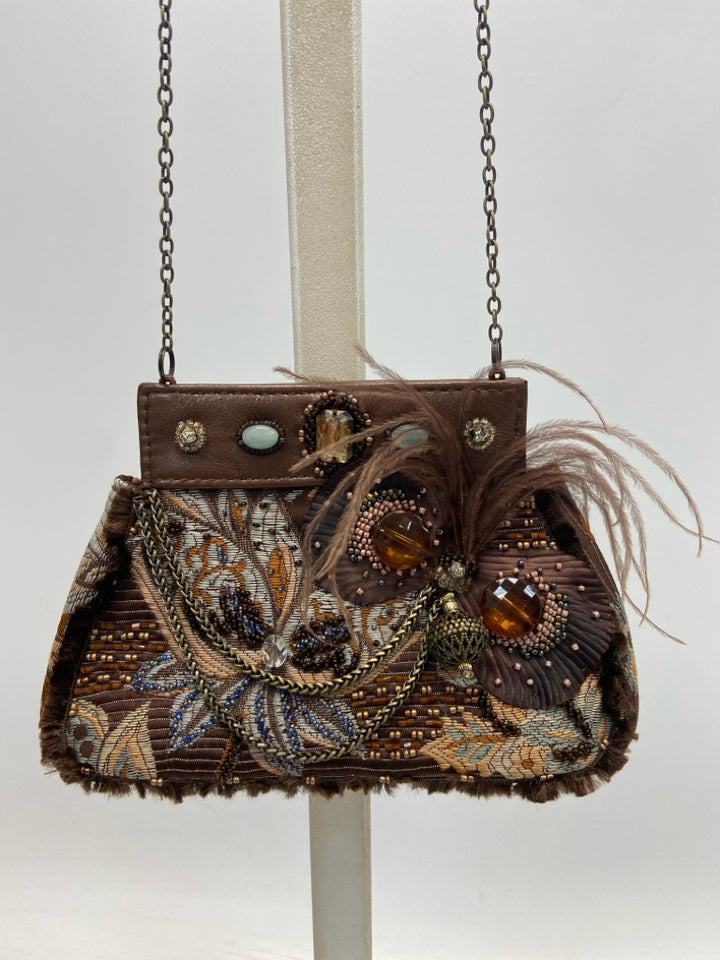 Mary Frances Dark Brown Beaded Handbag