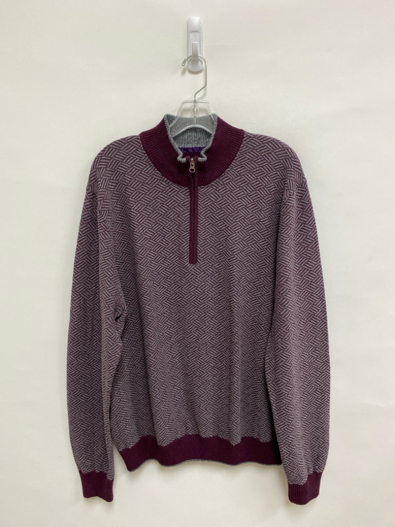 Robert Graham Size 2X Purple Gray Geometric Quarter Zip Men&