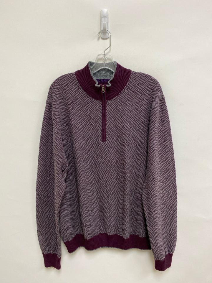 Robert Graham Size 2X Purple Gray Geometric Quarter Zip Men&