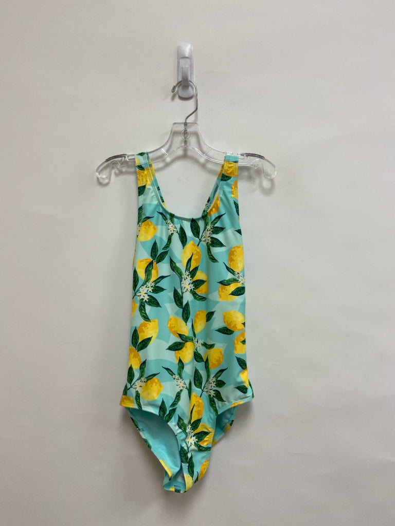Lands End SIZE 14/16 Aqua Yellow/Green Lemons Girl&