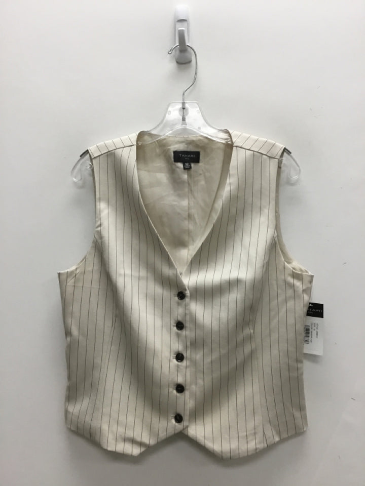 NWT Tahari Size 10 Beige Black Pinstripe Ladies Vest