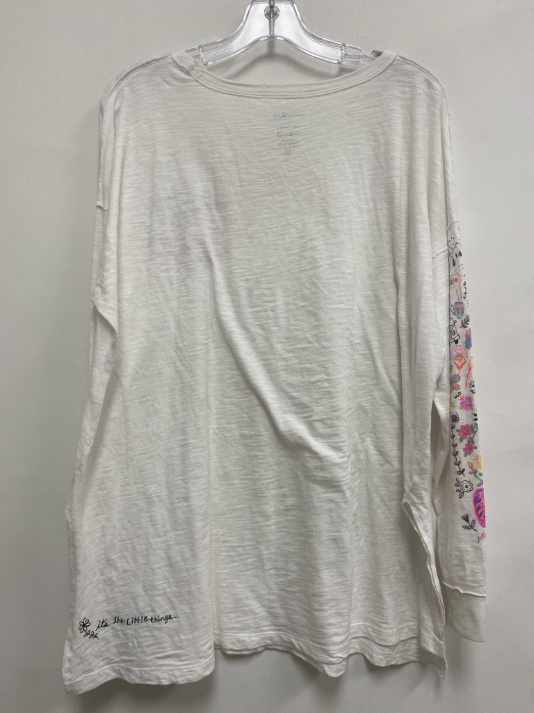 Natural Life Size M White Pink/Blue Flowers Ladies Top