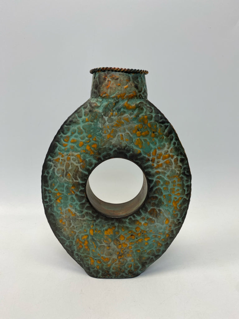 Green/Gray Copper Texture Metal Vase
