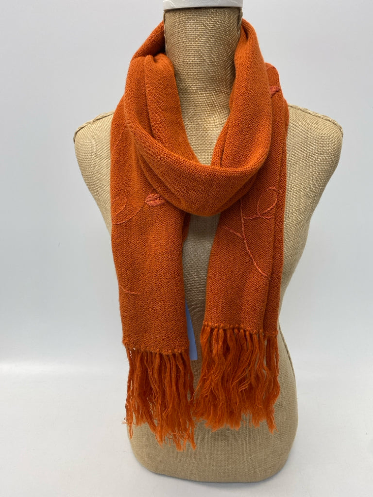 Burnt Orange Embroidered Scarf