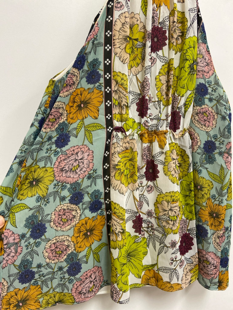 Zara Size XS White Yellow/Multi Flowers Sleeveless Ladies Top