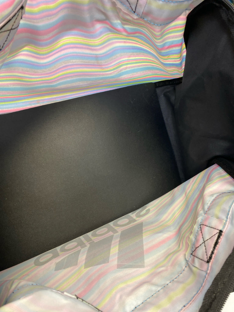 Adidas Black Multi Color Stripe Duffle Bag