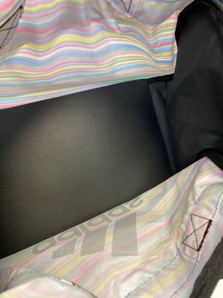 Adidas Black Multi Color Stripe Duffle Bag