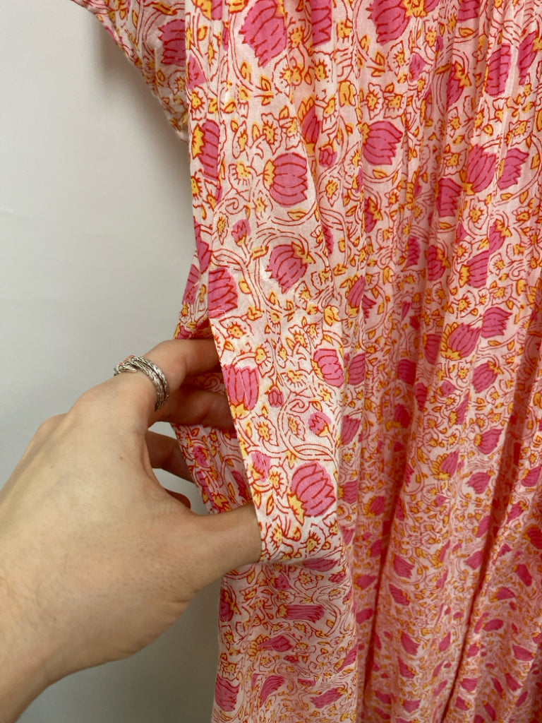 NWT Size XL White/Pink Orange/Yellow Vine Cotton Ladies Dress