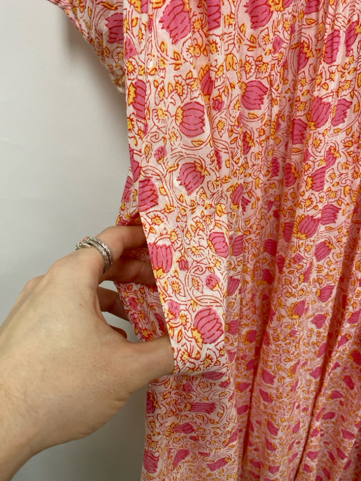NWT Size XL White/Pink Orange/Yellow Vine Cotton Ladies Dress