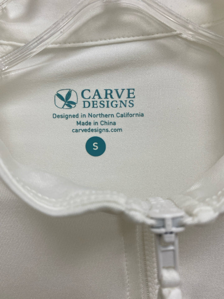 Carve Designs Size S White Ruched Ladies Rash Guard